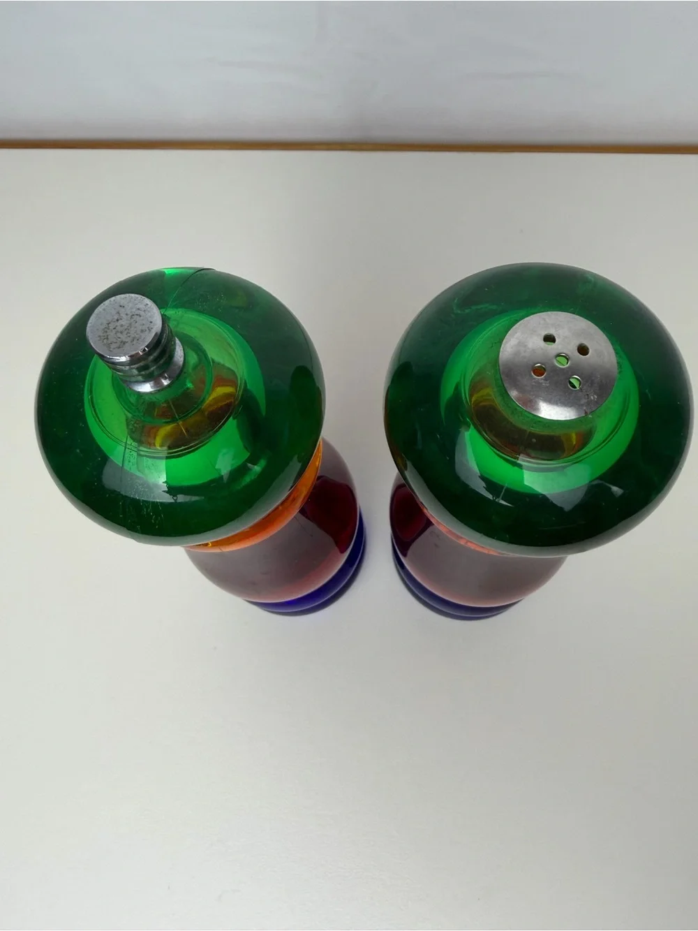 Vintage Olde Thompson Sunset Fiesta Salt Pepper Mill Set Lucite Colorblock